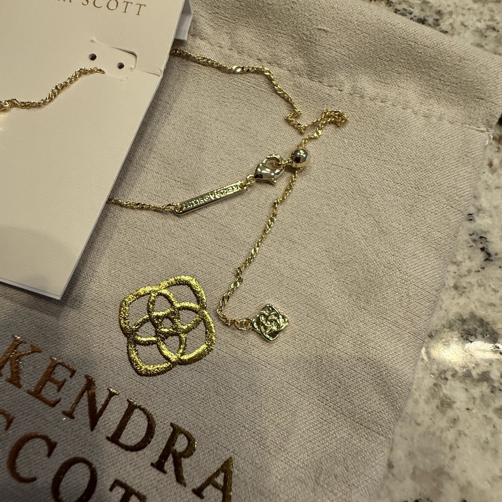 NWT Kendra Scott Ballet Gold Pink Pendant Necklace short adjustable - Picture 5 of 5